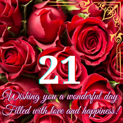 Animated 21st Birthday - Wishing you a wonderful animated gif postcard download