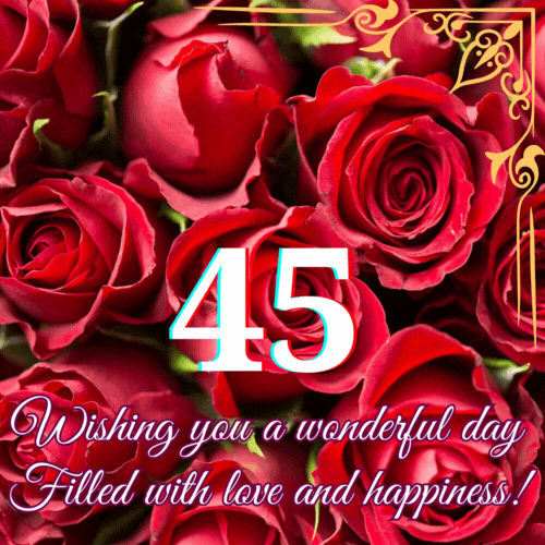 Animated 45th Birthday - Wishing you a wonderful animated gif postcard download