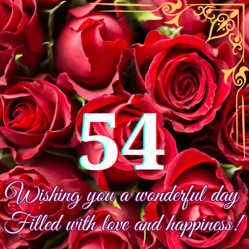 Animated 54th Birthday - Wishing you a wonderful animated gif postcard download