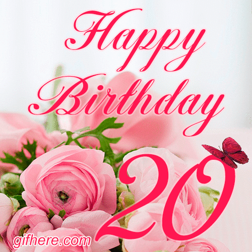 20 Years Happy Birthday Card for Her animated gif postcard download