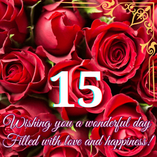 Animated 15th Birthday - Wishing you a wonderful animated gif postcard download