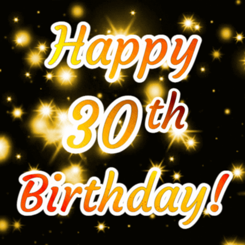 Happy 30th Birthday - Gold glitter and sparkles animated gif postcard download