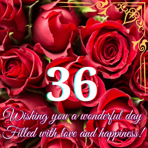 Animated 36th Birthday - Wishing you a wonderful animated gif postcard download