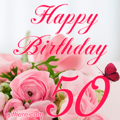 50 Years Happy Birthday Card for Her animated gif postcard download