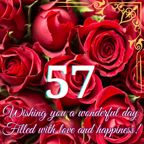 Animated 57th Birthday - Wishing you a wonderful animated gif postcard download