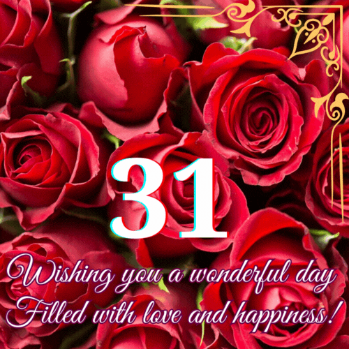 Animated 31th Birthday - Wishing you a wonderful animated gif postcard download