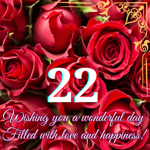 Animated 22nd Birthday - Wishing you a wonderful animated gif postcard download