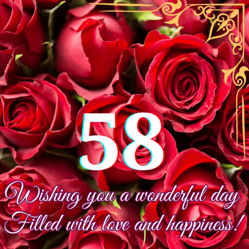 Animated 58th Birthday - Wishing you a wonderful animated gif postcard download