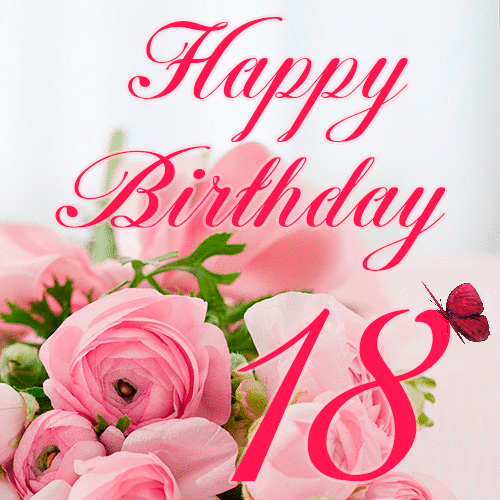 18 Years Happy Birthday Card for Her animated gif postcard download