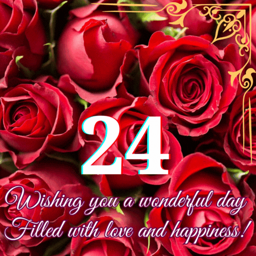 Animated 24th Birthday - Wishing you a wonderful animated gif postcard download