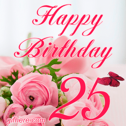 25 Years Happy Birthday Card for Her animated gif postcard download
