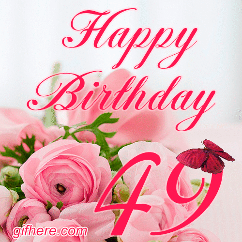 49 Years Happy Birthday Card for Her animated gif postcard download