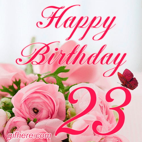 23 Years Happy Birthday Card for Her animated gif postcard download