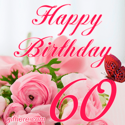 60 Years Happy Birthday Card for Her animated gif postcard download