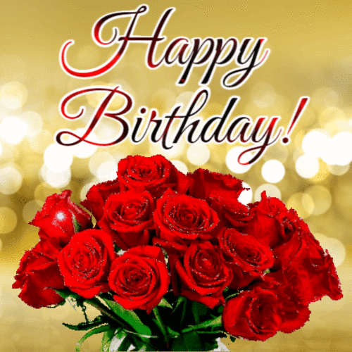 Happy birthday - Red roses animated card