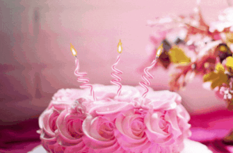 Happy Birthday pink cake GIF with candles for daughter