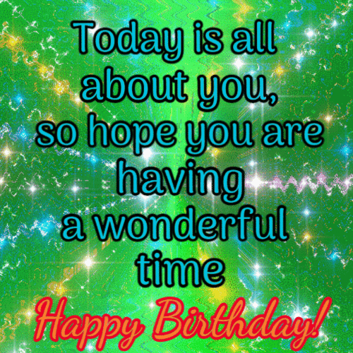 Happy Birthday animated GIF with text Today is all about you