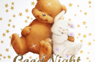 Good Night bear and bunny gif animation under stars