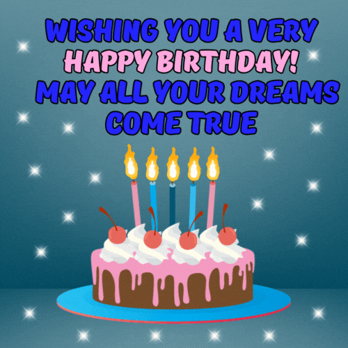 Wishing you a very happy birthday animated gif with cake and candles