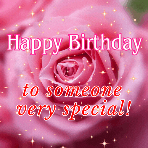 Pink Rose Glitter Happy Birthday GIF
