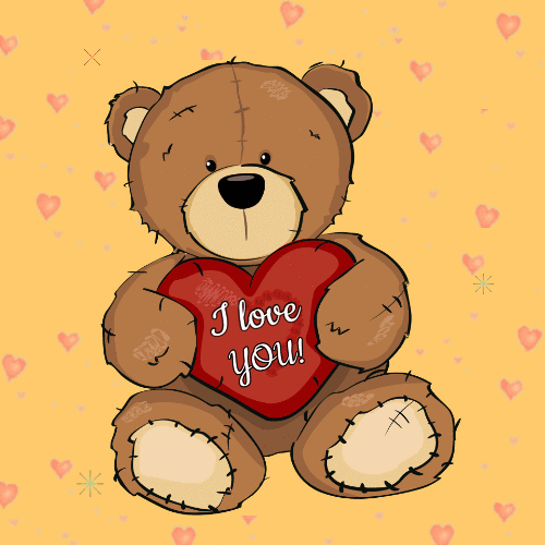 I Love You Bear and Heart GIF