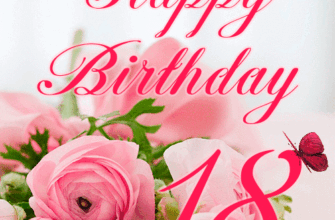 Happy 18th Birthday animated gif card with pink flowers