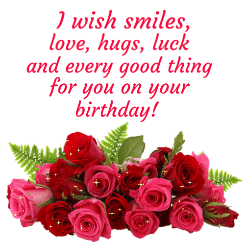 Happy Birthday Wishes GIF with Roses