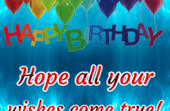 Happy Birthday GIF with balloons and wishes come true