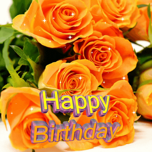 Happy Birthday GIF with Orange Rose
