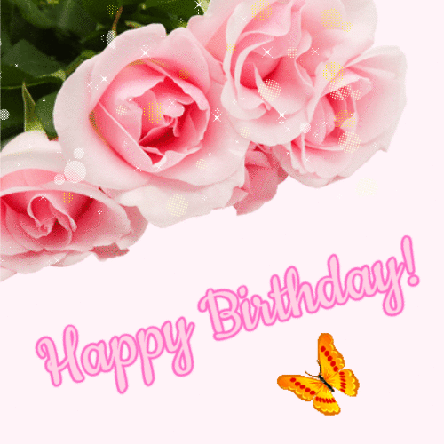 Beautiful Pink Roses Birthday GIF Animation
