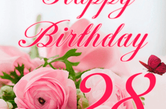 28 Years Happy Birthday GIF with Flowers and Animation