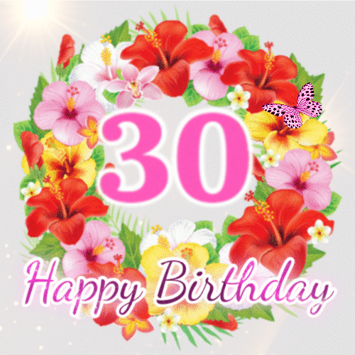 Animated 30th Birthday Flowers GIF